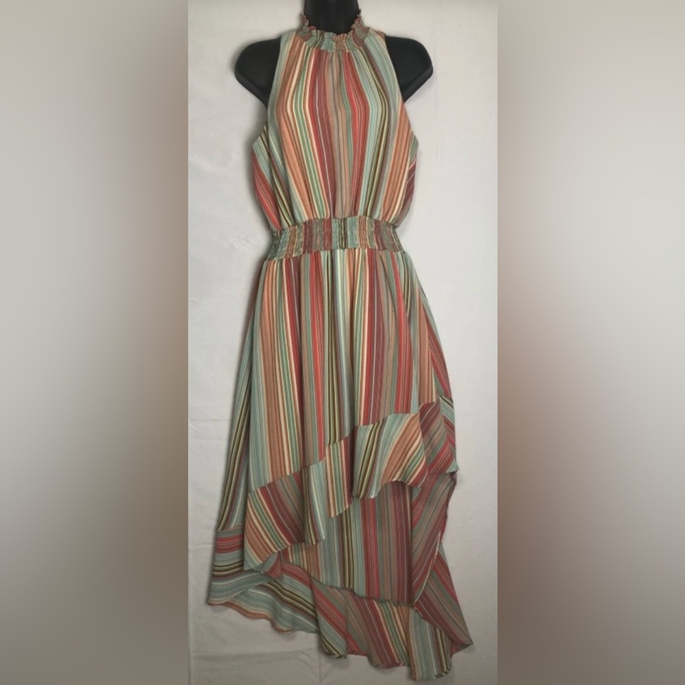 Striped Multicolor Halter Dress